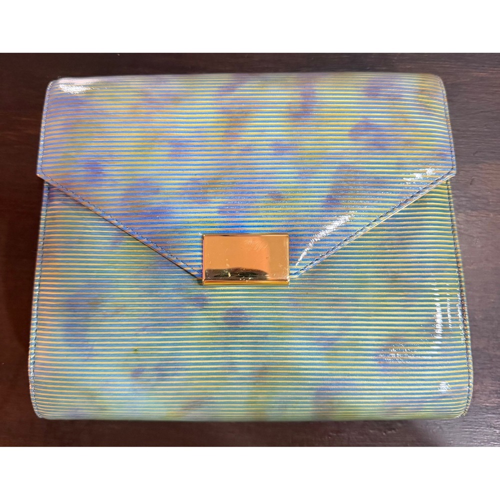 Vintage Y2K Timothy Hitsman Vintage Iridescent Striped Clutch Bag w/GChain Strap